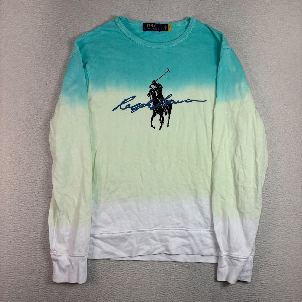 Polo Ralph Lauren Big Pony Sweatshirt Men L Teal Ombre Pullover Crewneck